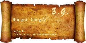 Berger Gergő névjegykártya